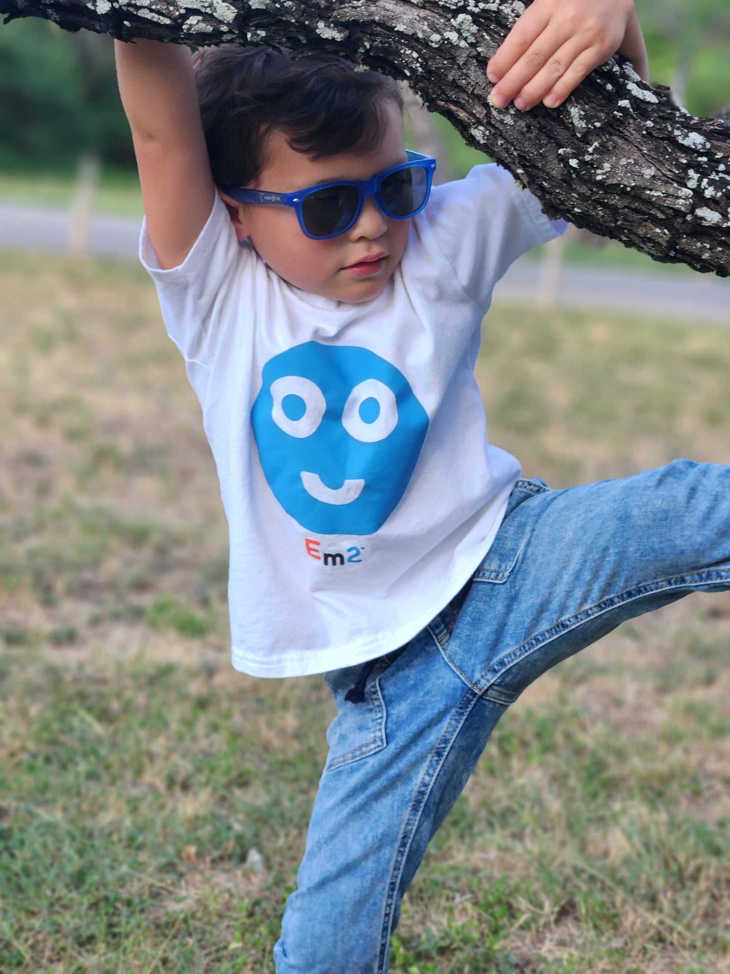 EM-152 Blue Smile Face Short Sleeve T-Shirt