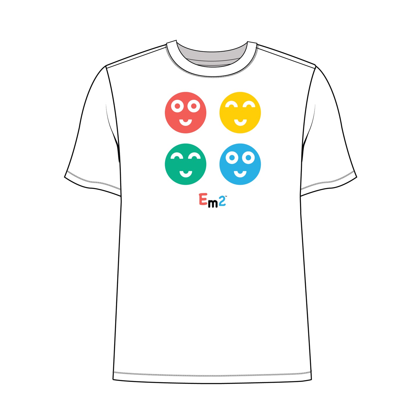 EM-153 Four Full Smile Faces Short Sleeve T-Shirt