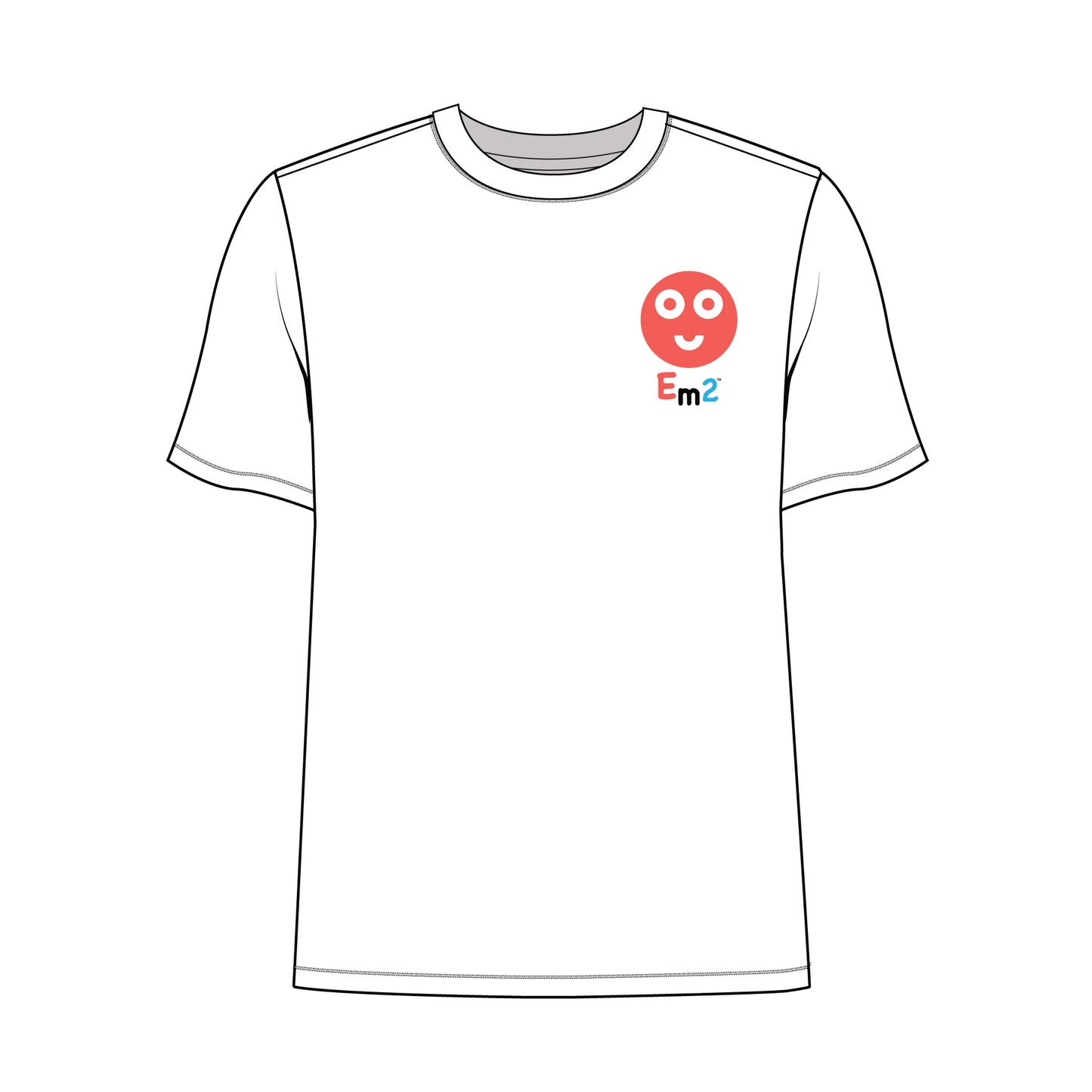 EM-155 Red Smile Face Chest Logo Short Sleeve T-Shirt