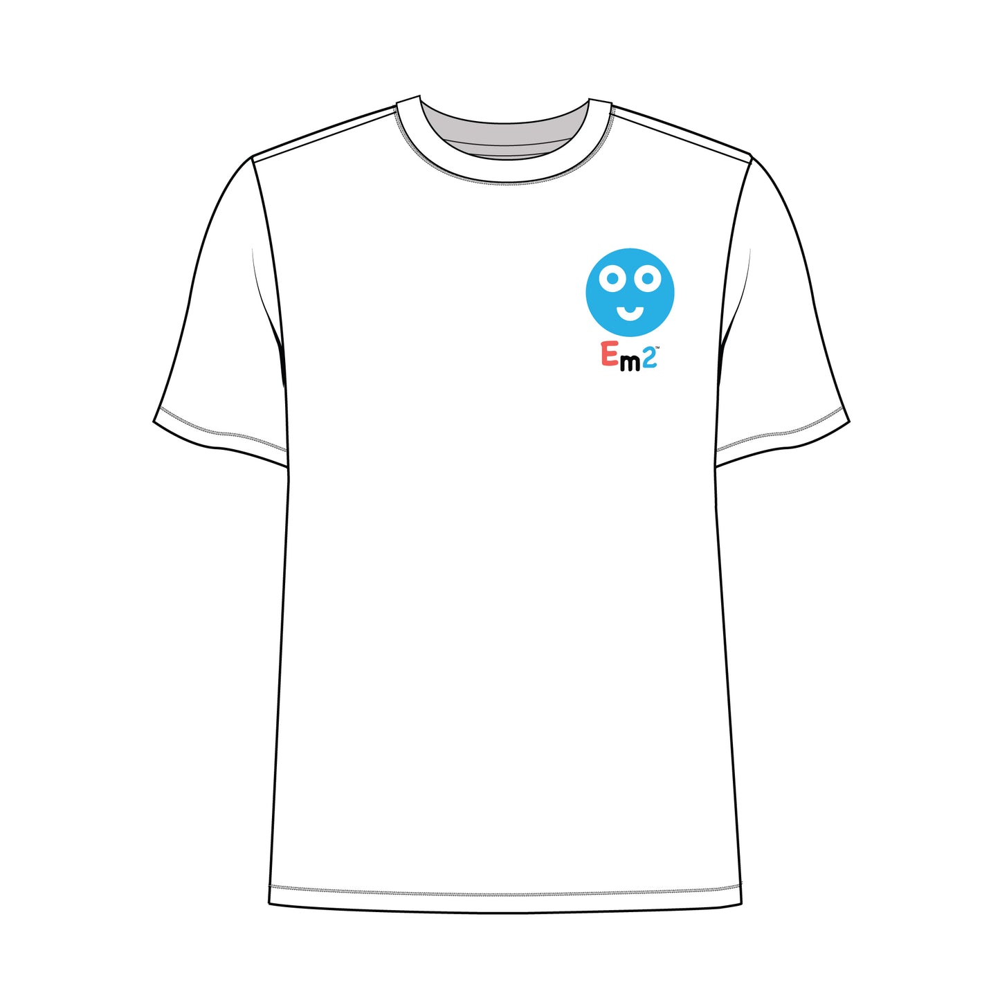 EM-156 Blue Smile Face Chest Short Sleeve T-Shirt