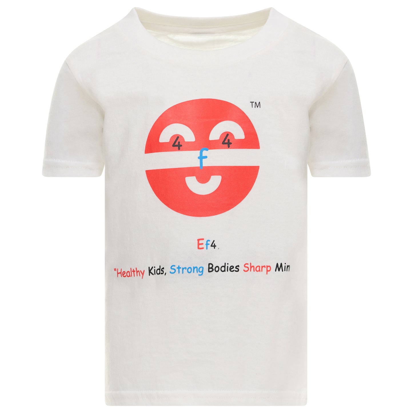 EM-141 EF4 Exercise Mascot Face Logo "Healthy Kids, Strong Bodies Sharp Minds" Short Sleeve T-Shirt