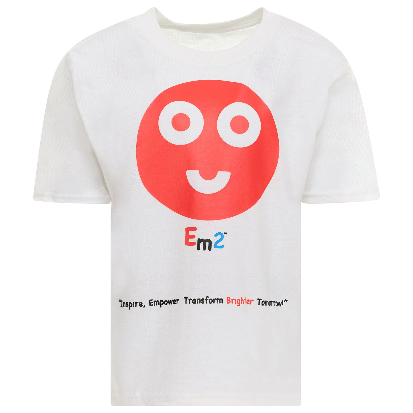 EM-157 Red Smile Face "Inspire, Empower, Transform, Brighter Tomorrow! " Short Sleeve T-Shirt