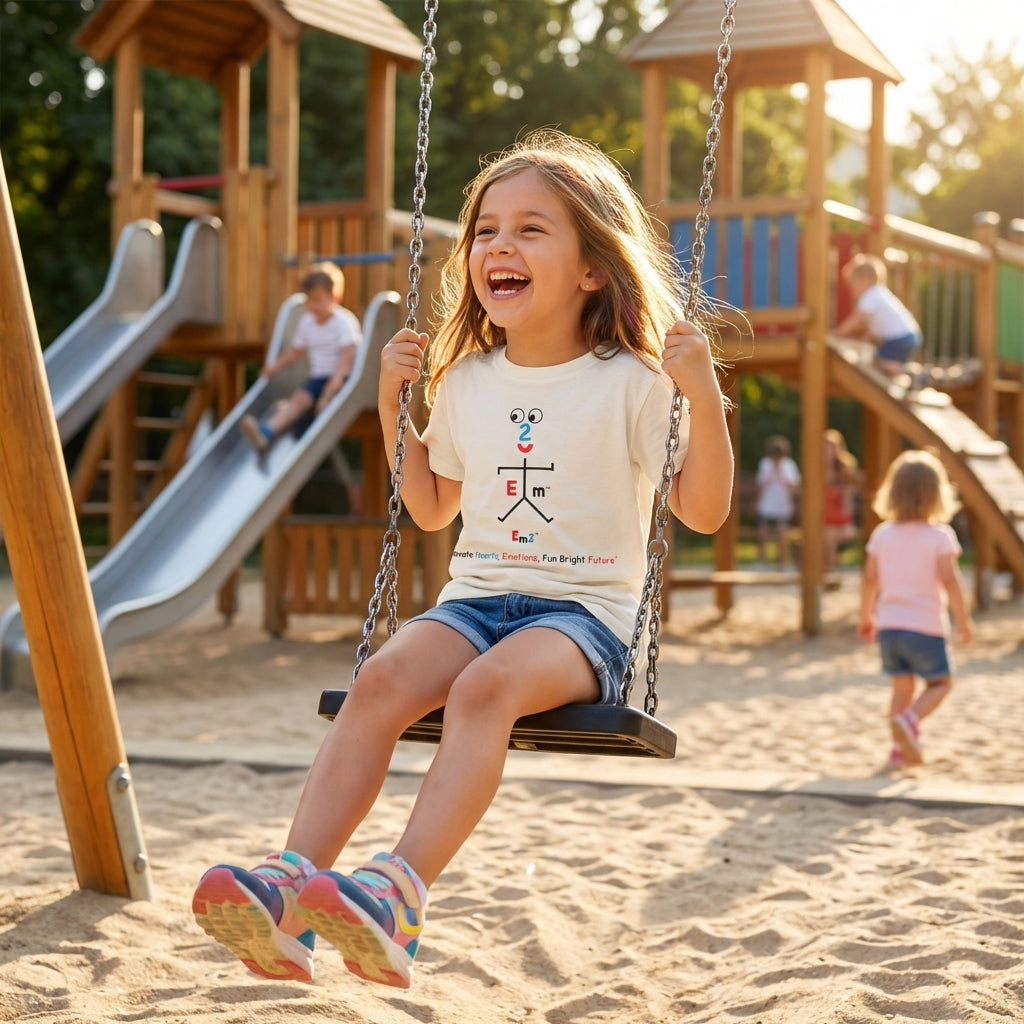 EM-106 EM2 Emotion Mascot Logo "Elevate Hearts , Emotions Fun Bright Future" Short Sleeve T-Shirt