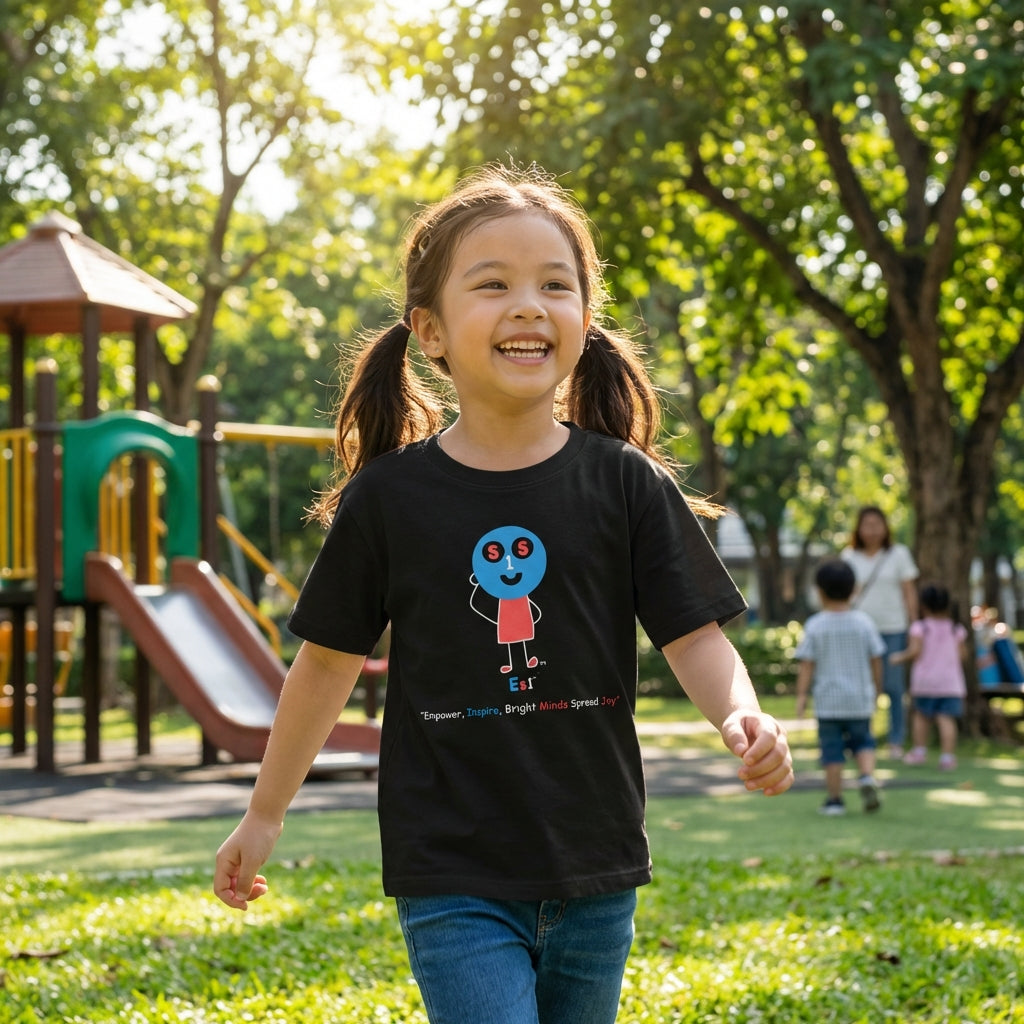 EM-122 ES1 Education Mascot Logo "Empower, Inspire, Bright Minds Spread Joy" Short Sleeve T-Shirt Free Shipping on All Orders!