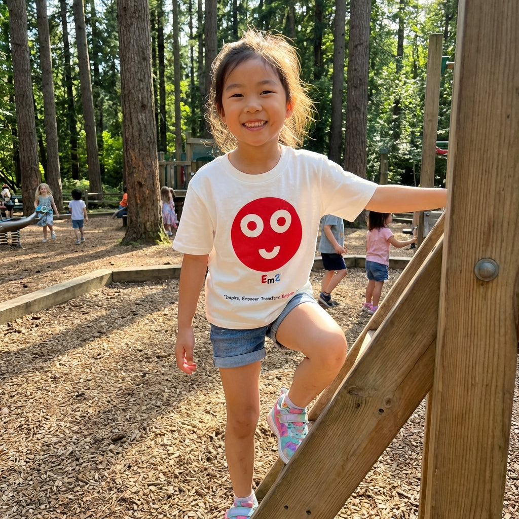 EM-157 Red Smile Face "Inspire, Empower, Transform, Brighter Tomorrow! " Short Sleeve T-Shirt Free Shipping on All Orders!