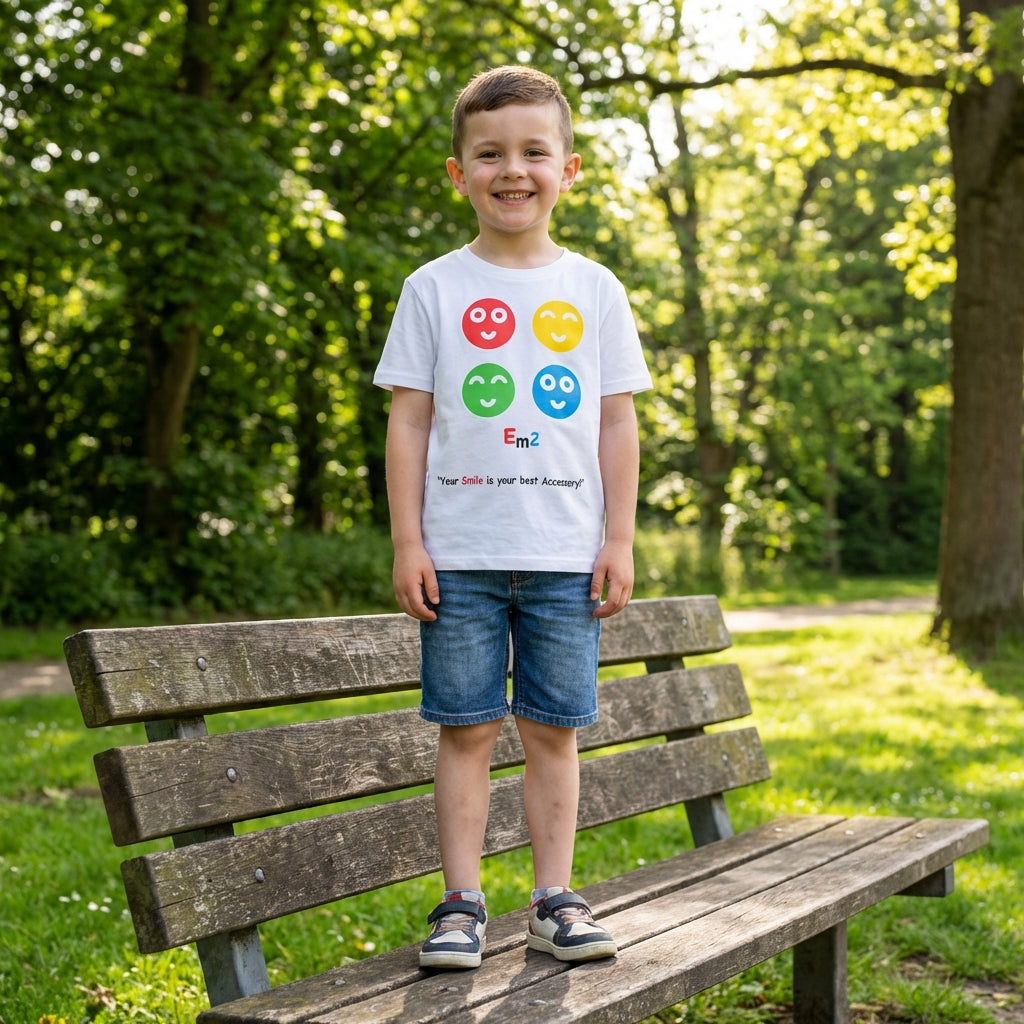 EM-159 4 Smile Faces "Your Smile is Your Best Accessory!" Short Sleeve T-Shirt Free Shipping on All Orders!