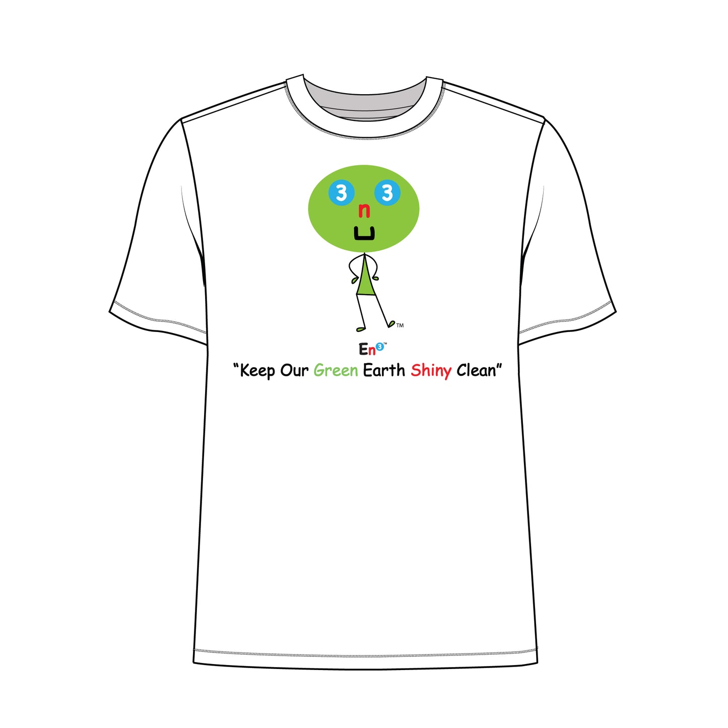 EM-130 EN3 Environment Mascot Logo "Keep Our Green Earth Shiny Clean" Short Sleeve T- Shirt