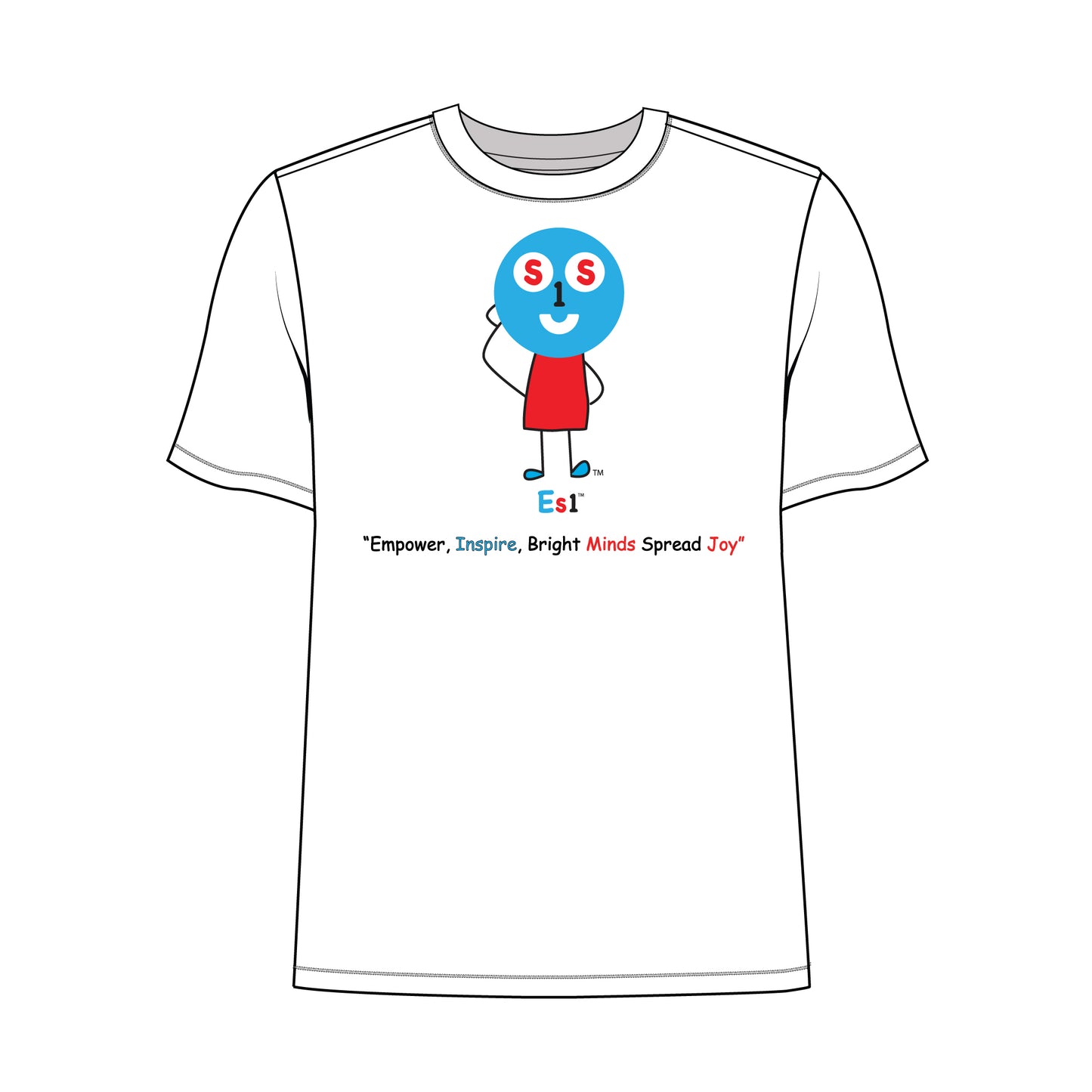 EM-120 ES1 Education Mascot Logo "Empower, Inspire, Bright Minds Spread Joy" Short Sleeve T-Shirt