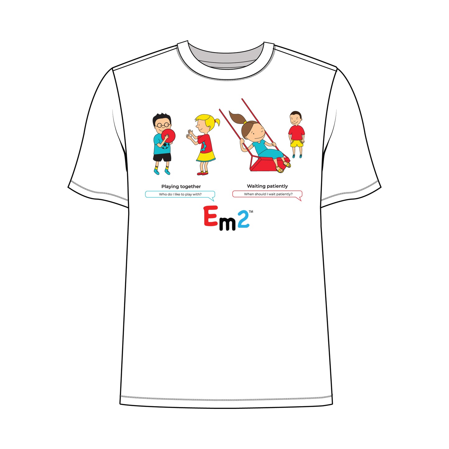 EM-307 Playing Together Waiting Patiently Short Sleeve T-Shirt