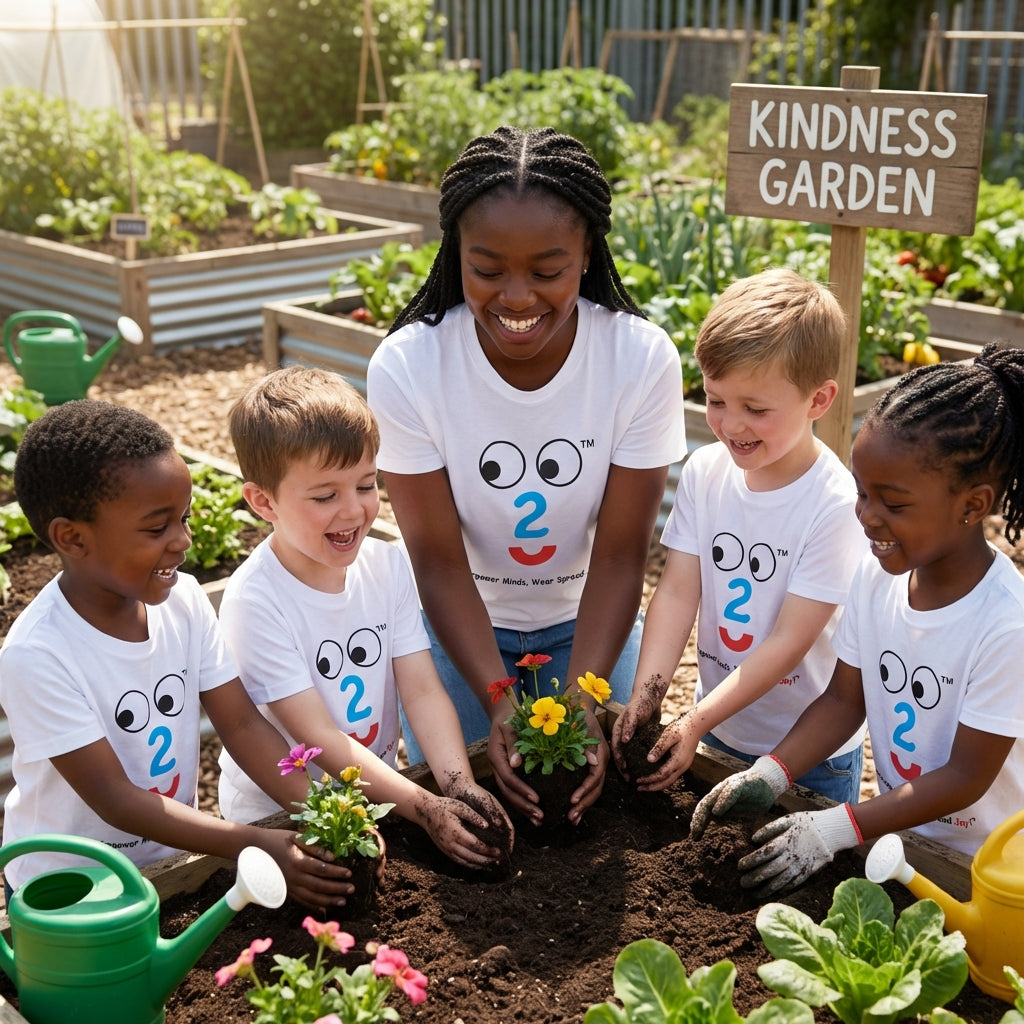 EM-107 EM2 Emotion Mascot Face Logo "Elevate Hearts, Emotions, Fun Bright Future" Short Sleeve T-Shirt