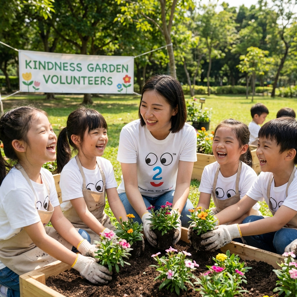 EM-107 EM2 Emotion Mascot Face Logo "Elevate Hearts, Emotions, Fun Bright Future" Short Sleeve T-Shirt