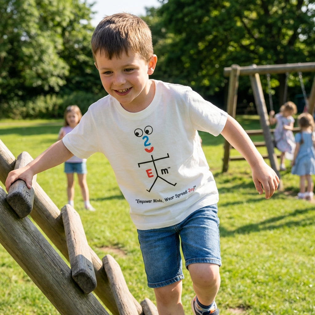 EM-104 EM2 Mascot Logo "Empower Minds Wear Spread Joy!" Short Sleeve T-Shirt