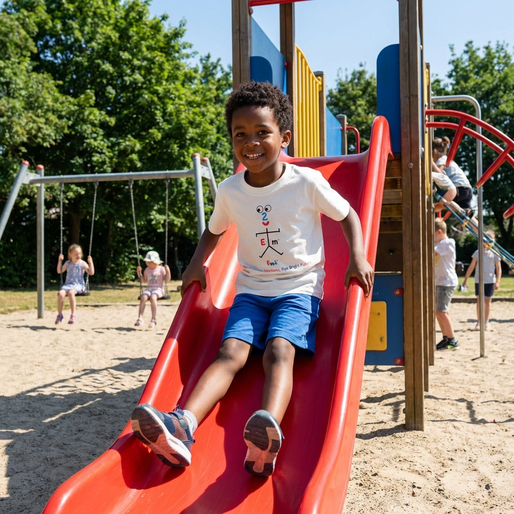 EM-106 EM2 Emotion Mascot Logo "Elevate Hearts , Emotions Fun Bright Future" Short Sleeve T-Shirt