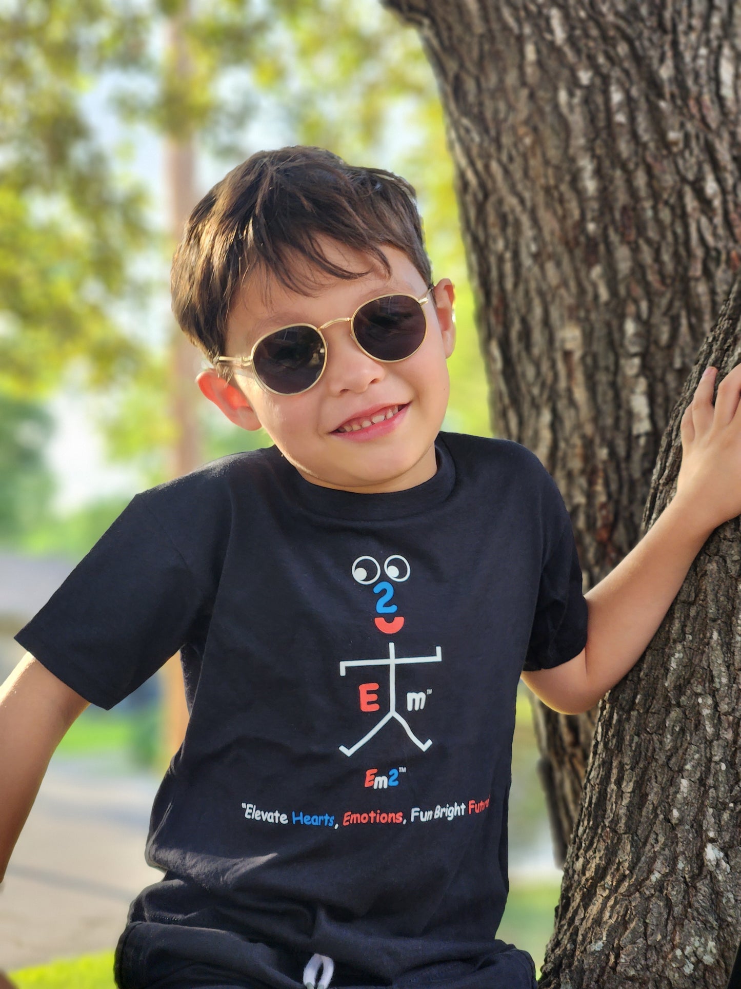 EM-108 EM2 Emotion Mascot Logo "Elevate Hearts, Emotions, Fun Bright Future" Short Sleeve T-Shirt