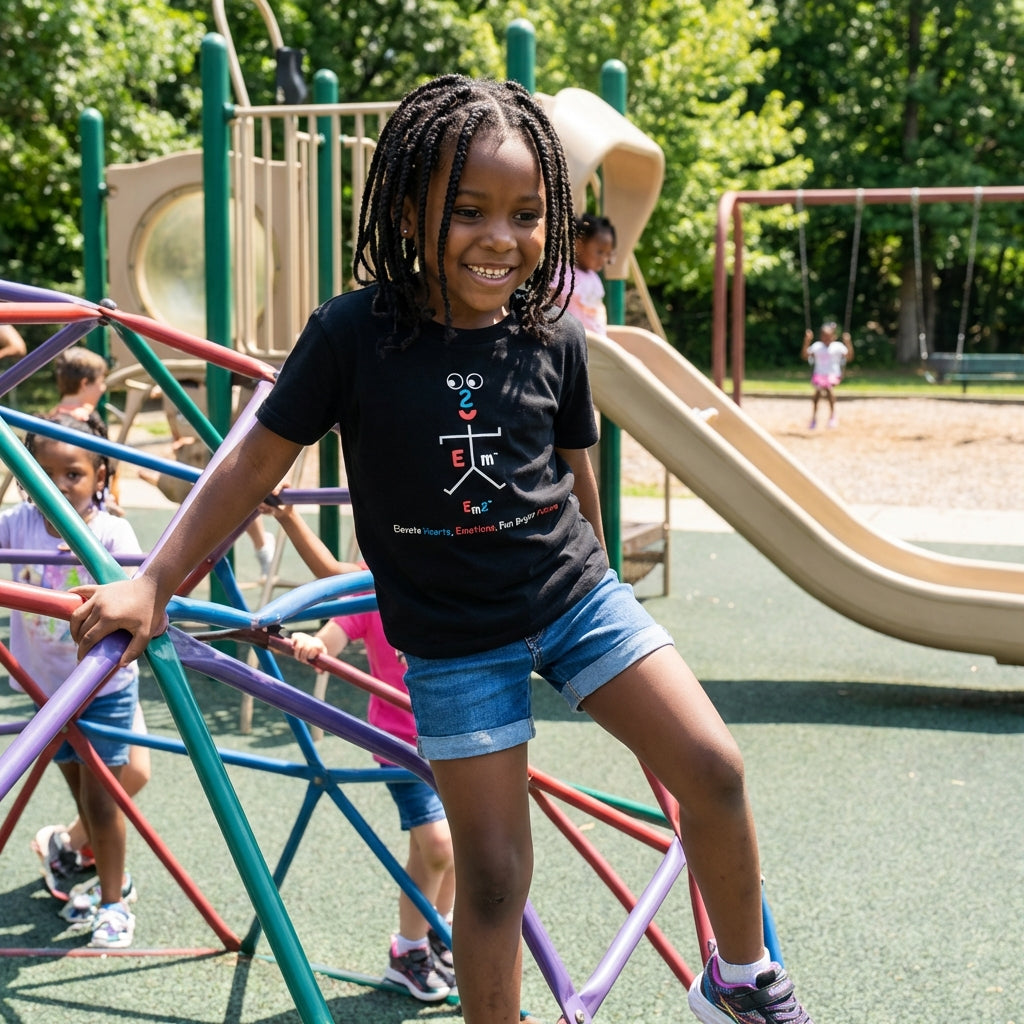 EM-108 EM2 Emotion Mascot Logo "Elevate Hearts, Emotions, Fun Bright Future" Short Sleeve T-Shirt