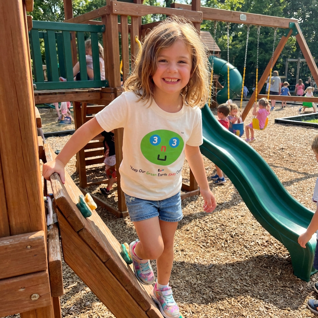 EM-131 EN3 Environment Mascot Face Logo "Keep Our Green Earth Shiny Clean" Short Sleeve T-Shirt Free Shipping on All Orders!