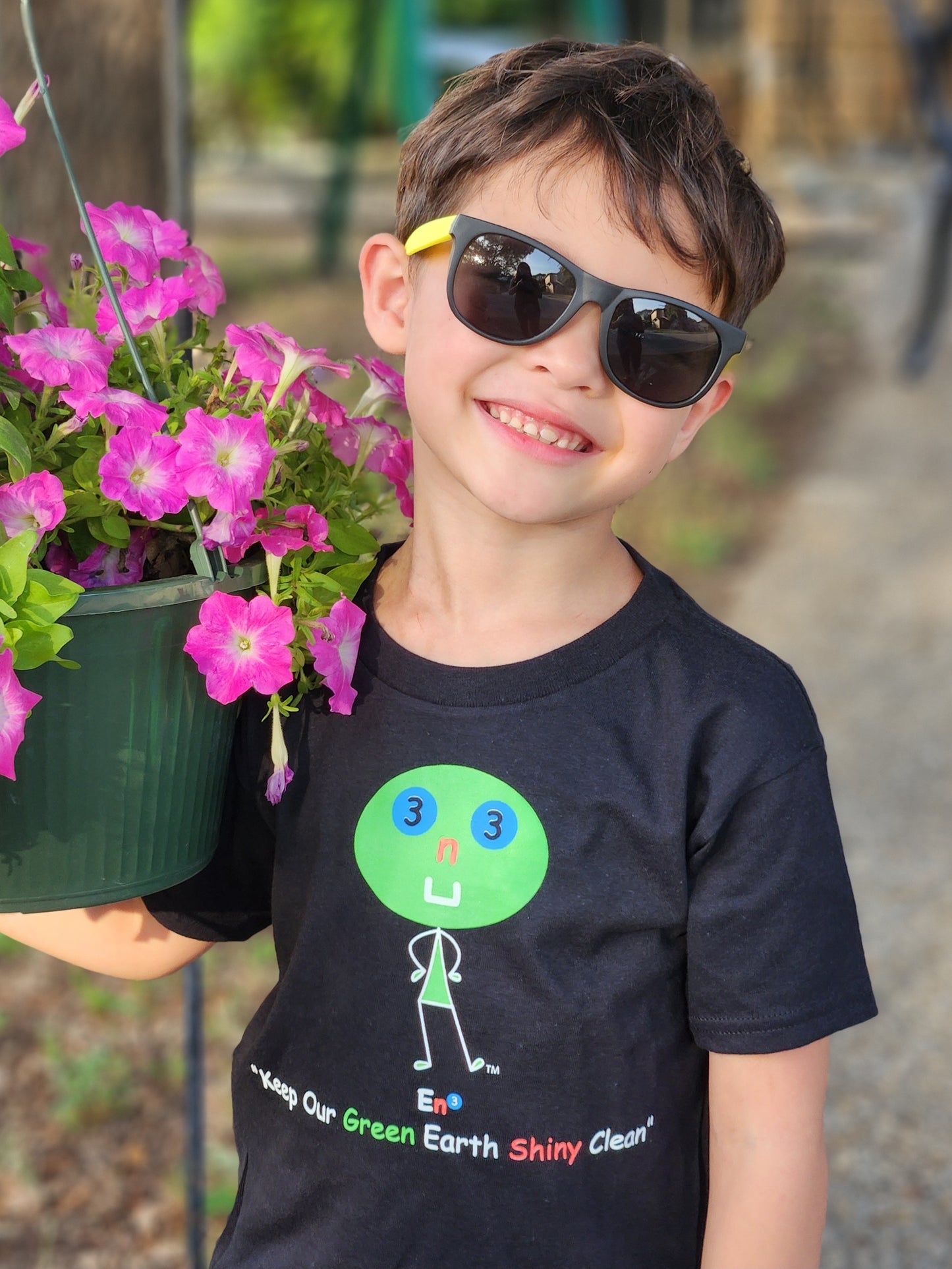 EM-132 EN3 Environment Mascot Logo "Keep Our Green Earth Shiny Clean" Short Sleeve T-Shirt