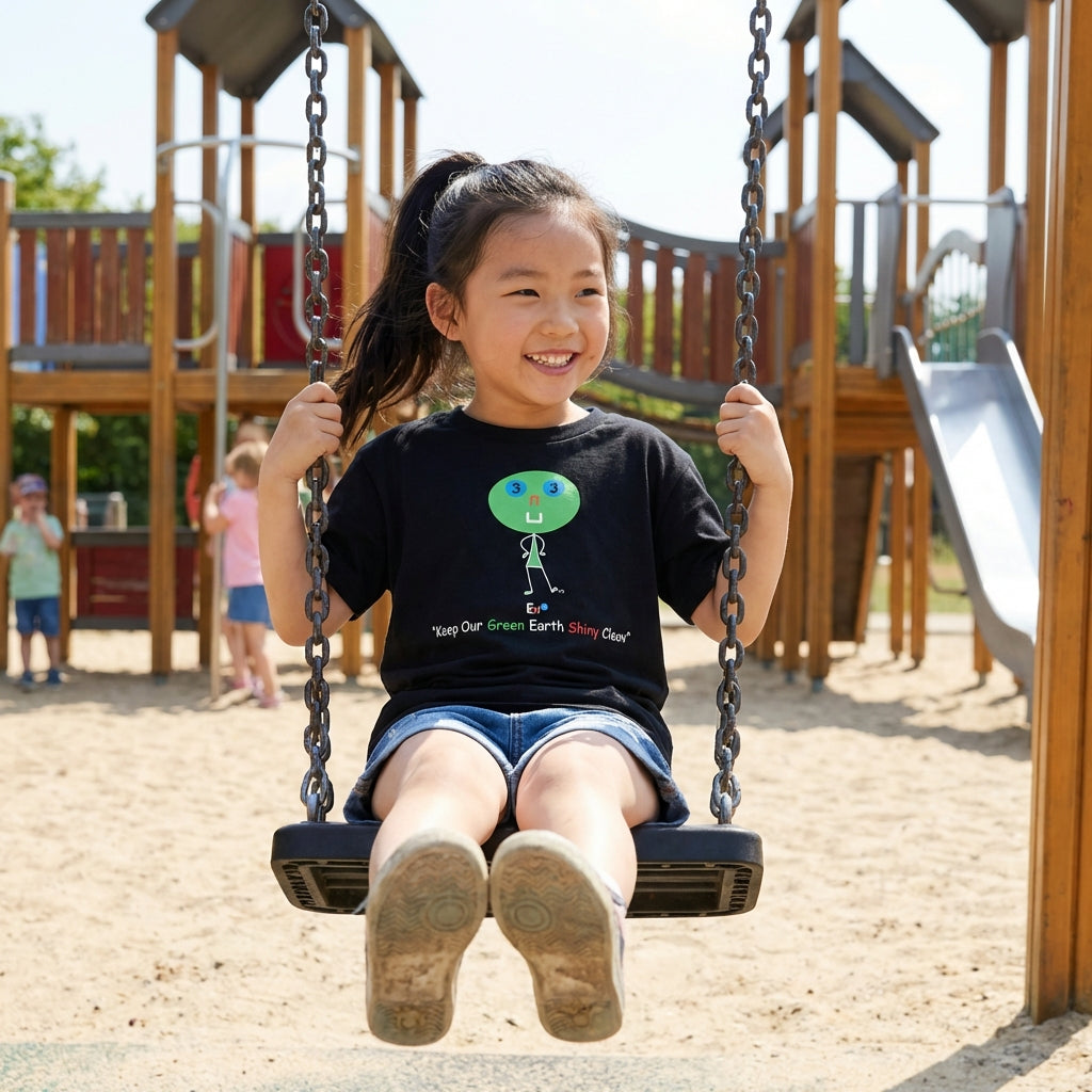 EM-132 EN3 Environment Mascot Logo "Keep Our Green Earth Shiny Clean" Short Sleeve T-Shirt Free Shipping on All Orders!