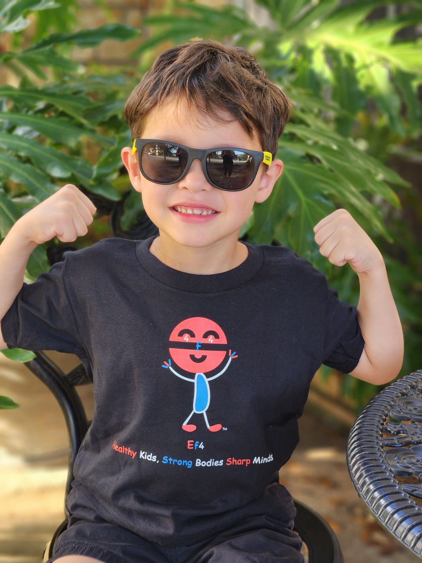 EM-142 EF4 Exercise Mascot Logo "Healthy Kids, Strong Bodies Sharp Minds" Short Sleeve T-Shirts