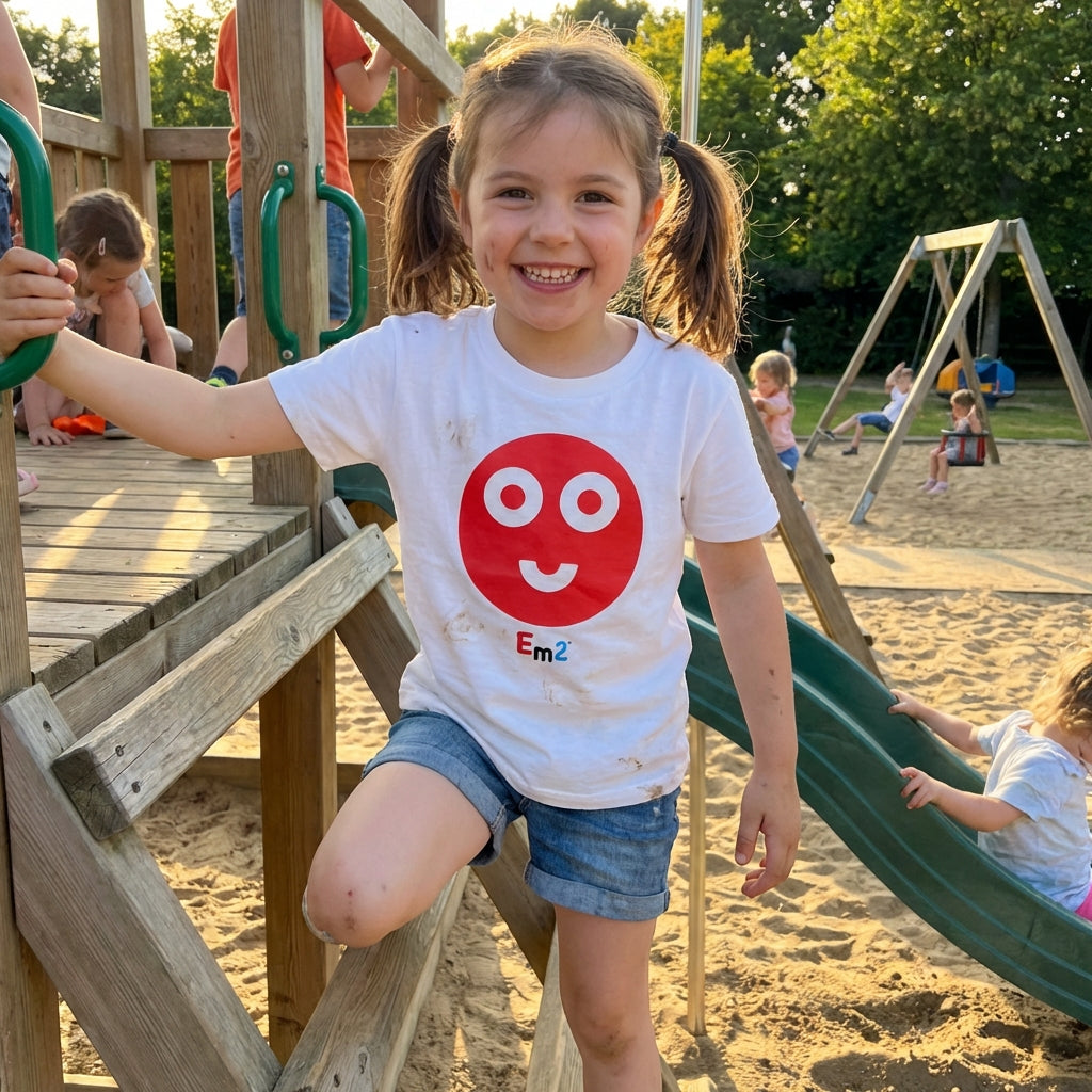 EM-151 Red Smile Face Short Sleeve T-Shirt Free Shipping on All Orders!