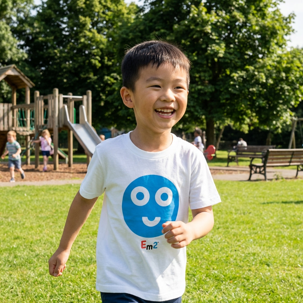 EM-152 Blue Smile Face Short Sleeve T-Shirt Free Shipping on All Orders!