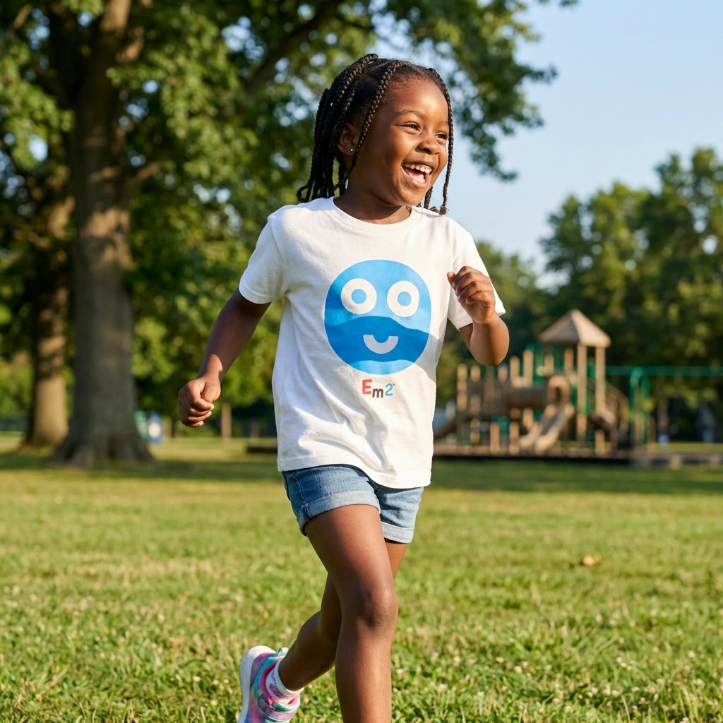 EM-152 Blue Smile Face Short Sleeve T-Shirt Free Shipping on All Orders!