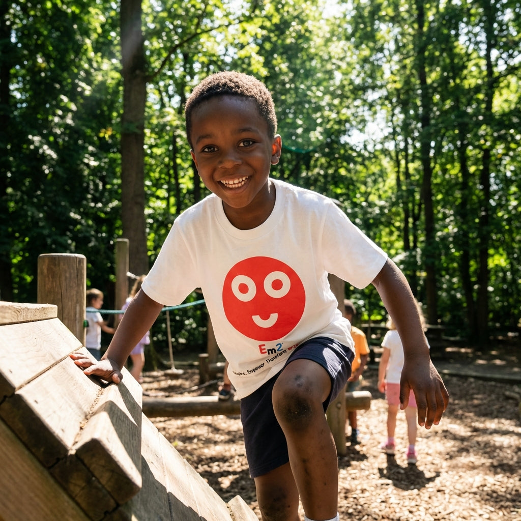 EM-157 Red Smile Face "Inspire, Empower, Transform, Brighter Tomorrow! " Short Sleeve T-Shirt Free Shipping on All Orders!