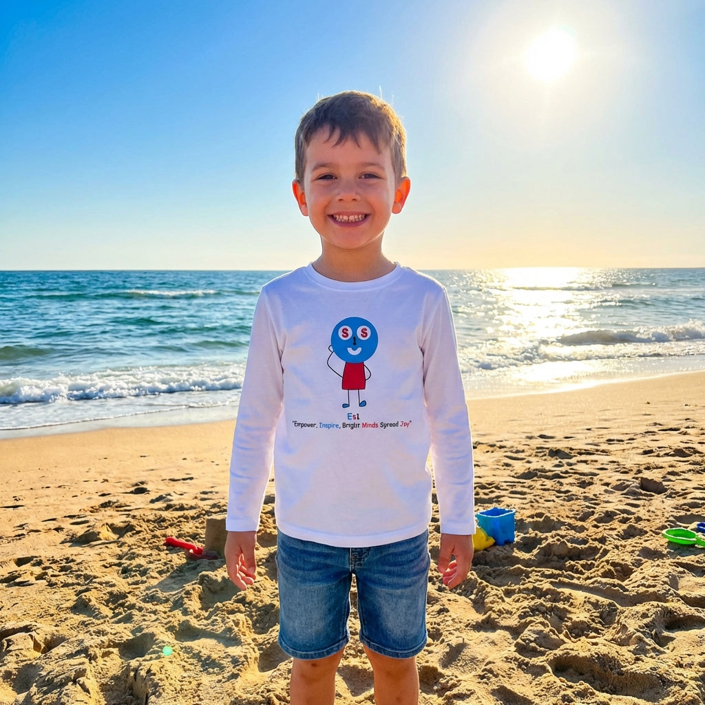 EM-181 ES1 Education Mascot Logo "Empower, Inspire, Bright Minds Spread Joy" Long Sleeve T-Shirt Free Shipping on All Orders!