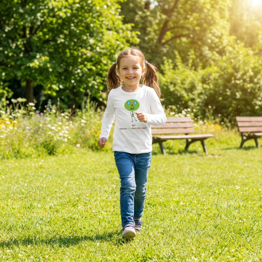 EM-182 EN3 Environment Mascot Logo "Keep Our Green Earth Shiny Clean" Long Sleeve T-Shirt Free Shipping on All Orders!