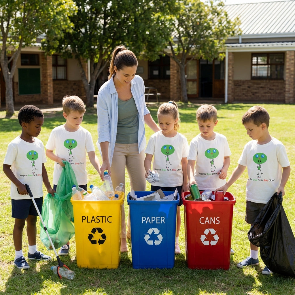 EM-130 EN3 Environment Mascot Logo "Keep Our Green Earth Shiny Clean" Short Sleeve T- Shirt Free Shipping on All Orders!