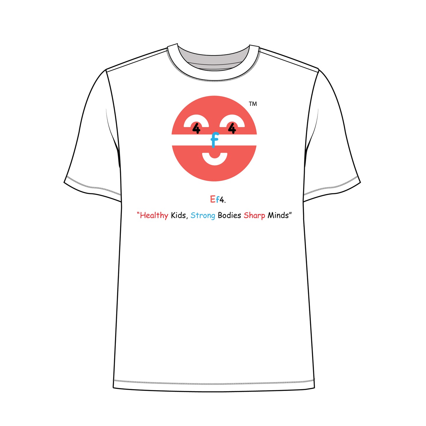 EM-141 EF4 Exercise Mascot Face Logo "Healthy Kids, Strong Bodies Sharp Minds" Short Sleeve T-Shirt