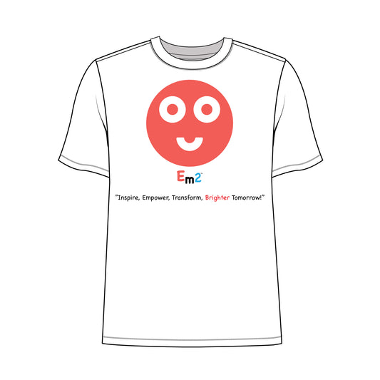 EM-157 Red Smile Face "Inspire, Empower, Transform, Brighter Tomorrow! " Short Sleeve T-Shirt