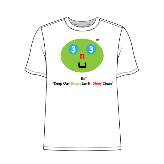 EM-131 EN3 Environment Mascot Face Logo "Keep Our Green Earth Shiny Clean" Short Sleeve T-Shirt