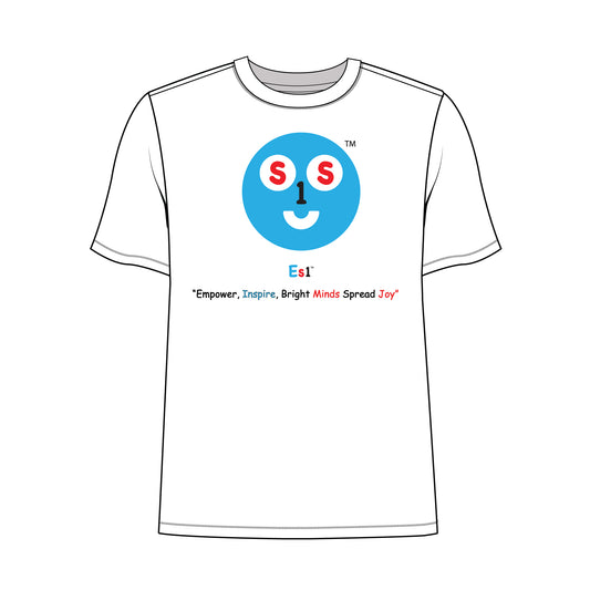 EM-121 ES1 Education Mascot Face Logo "Empower, Inspire, Bright Minds Spread Joy" Short Sleeve T-Shirt