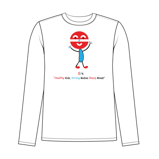 EM2-183 EF4 Exercise Mascot Logo "Healthy Kids, Strong Bodies Sharp Minds" Long Sleeve T-Shirt