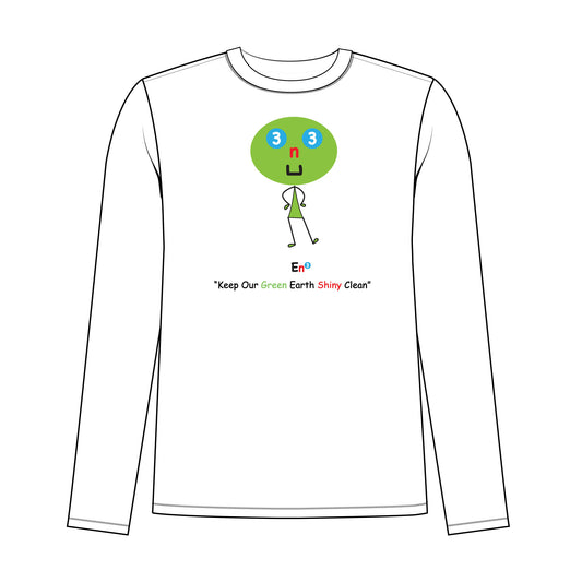 EM-182 EN3 Environment Mascot Logo "Keep Our Green Earth Shiny Clean" Long Sleeve T-Shirt