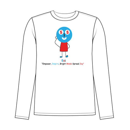 EM-181 ES1 Education Mascot Logo "Empower, Inspire, Bright Minds Spread Joy" Long Sleeve T-Shirt